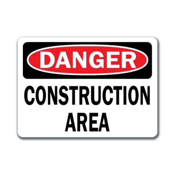 Signmission Danger Sign-Construction Area-10in x 14in OSHA Sign-10x14 OSHA, 10" L, 14" H, DS-Construction Area DS-Construction Area - main